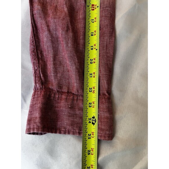 J Crew Shirt Mens XL Linen Slim Fit Baird McNutt Irish Button Down Casual Red - Picture 10 of 11